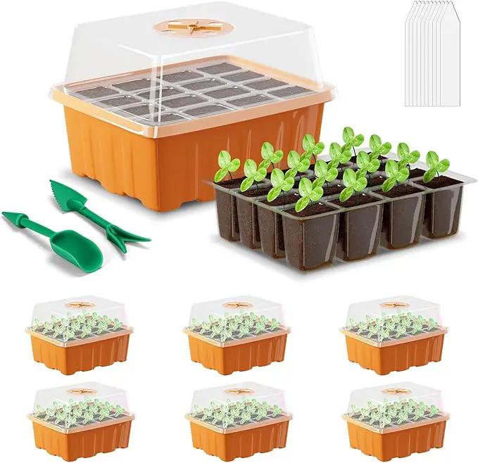 GooingTop Seed Starter Tray, 6 Pack 72 Cells Plant Grow Kit with Adjustable Humidity Vent for Mini Greenhouse Garden Germination,Bonsai Seedlings Starting Growing by GreenHaven Gardens