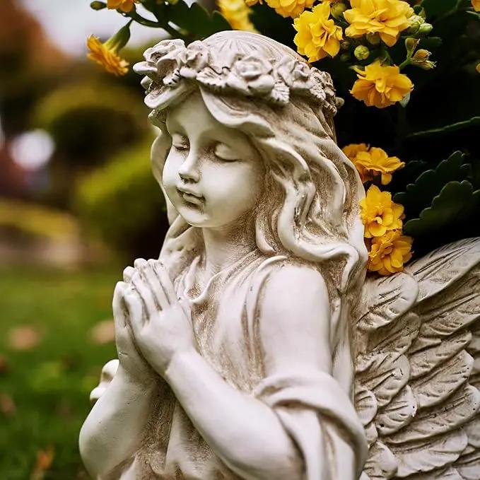 Praying Angel Bust Garden Statue Planters, Angel Wing Planters Pots Mini Vase for Patio, Lawn, Yard Art, Cemetery Grave Decoration, Resin Classical Antique, 8.26" H by GreenHaven Gardens