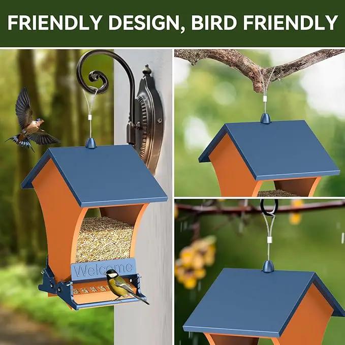 Wildpark Squirrel Proof Bird Feeders for Outdoors, 5LB Metal Hanging Feeders, Large Wild Feeders for Cardinals, Chickadees, Durable Backyard Feeders-One in Orange by GreenHaven Gardens