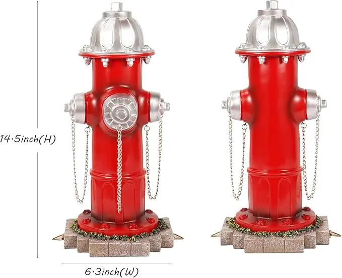 Fake Fire Hydrant for Dogs to Peed on, Dog Fire Hydrant Pee Post, 14.5" Backyard Decor Outdoor Statues Firefighter Gifts for Men (with Base Design) by GreenHaven Gardens