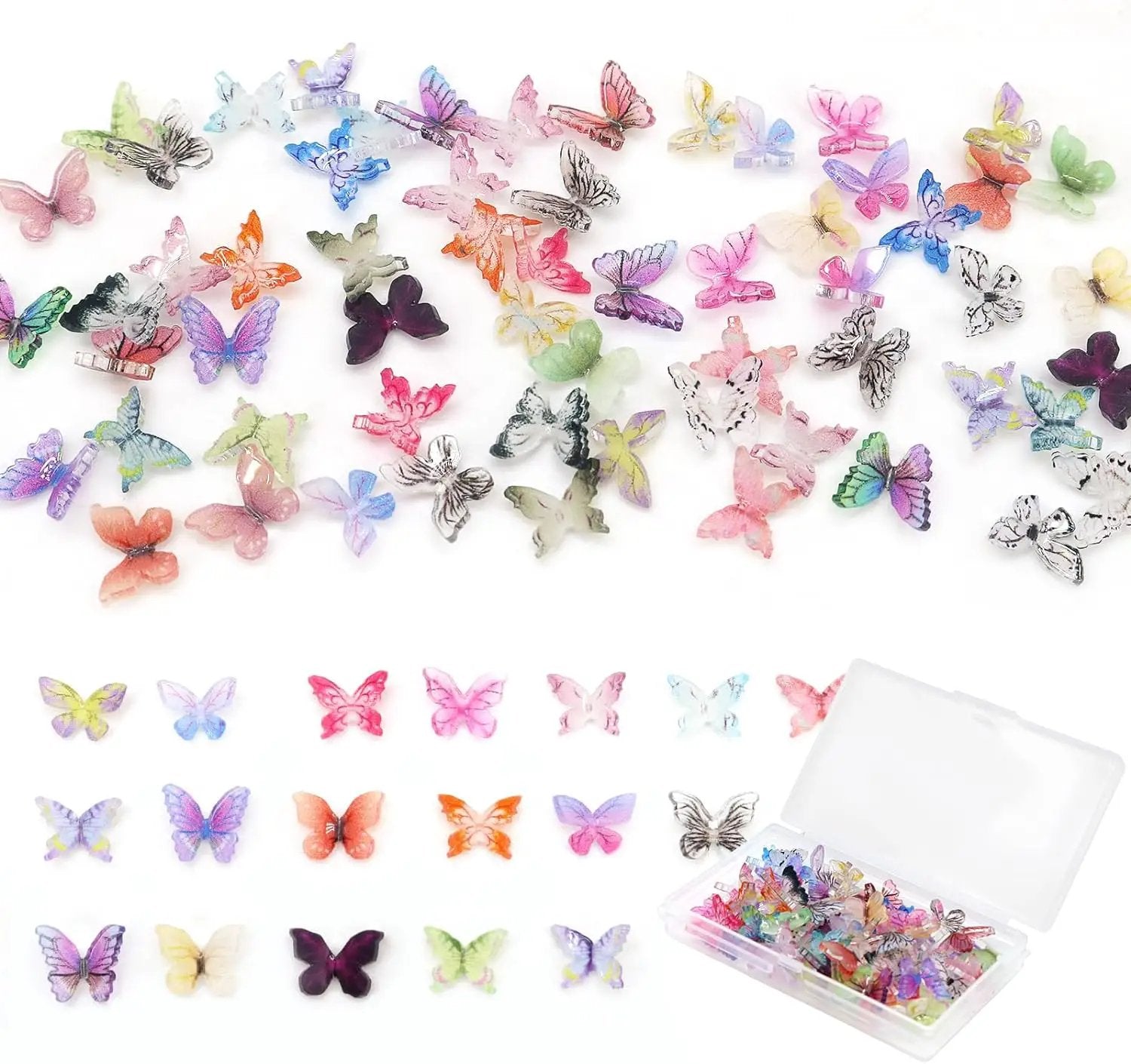 90Pcs Mini Resin Butterflies, Miniature Little Butterfy Decoration, Tiny Butterflies for DIY Crafts, Mini Resin Animals Figurines for Fairy Garden Micro Landscaping Decor by GreenHaven Gardens