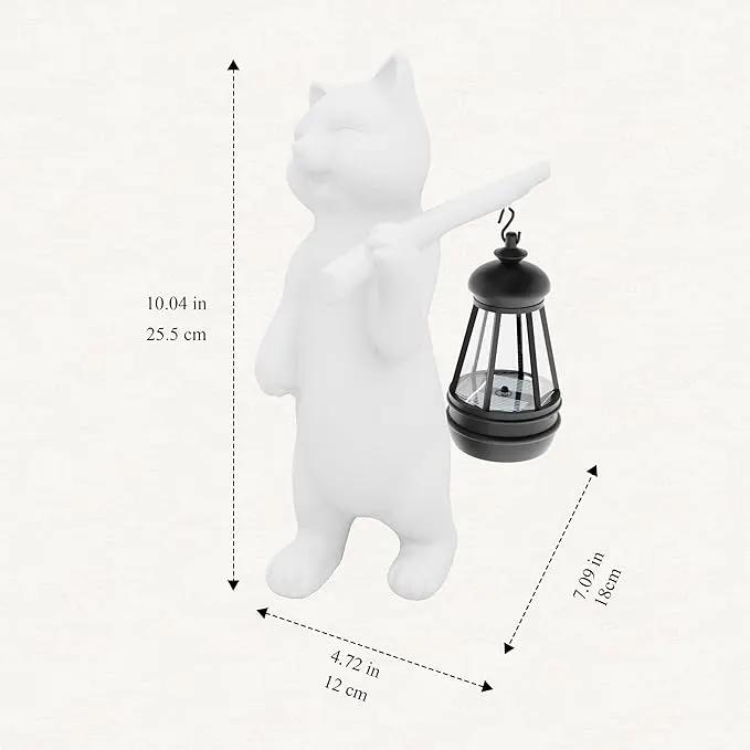 Solar Powered Garden Resin Statue Lights, 10 Inch Waterproof Outdoor Animal Cute Cat Figurine Lights, Suitable for Patios, Balconies, Lawns, Courtyards, Etc (Walking) by GreenHaven Gardens