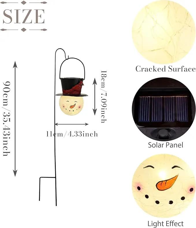 TERESA'S COLLECTIONS Outdoor Christmas Decorations for House, 36'' Snowman Glass Solar Lantern Stake with Black Cardinal Hat, Xmas Solar Christmas Lights for Garden Party Decor by GreenHaven Gardens