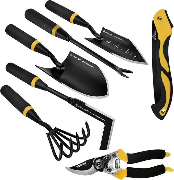 7 - Piece Gardening Tools Set, Stainless Steel Gardening Tools, Heavy - duty Hand Gardening Tools with a Toolbox, Suitable for Gardening Planting and Weeding, Gardening Gifts for Women and Men by GreenHaven Gardens