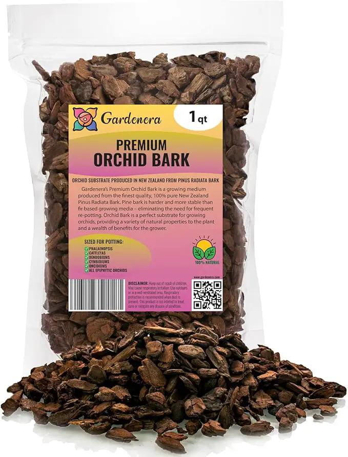 Premium Grade New Zealand Pinus Radiata Bark by Gardenera - Organic Hand Mixed New Zealand Pine Bark for Orchids - Medium Chips 9-12mm - 1 Quart by GreenHaven Gardens