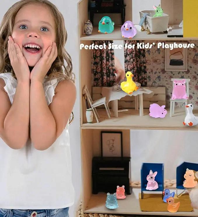 Luminous Mini Resin Animals 50 Pcs Tiny Animals to Hide Around The Office Home Mini Ducks Tiny Frogs Small Birds Little Rabbits Glow in The Dark for Crafts Fairy Garden Accessories by GreenHaven Gardens