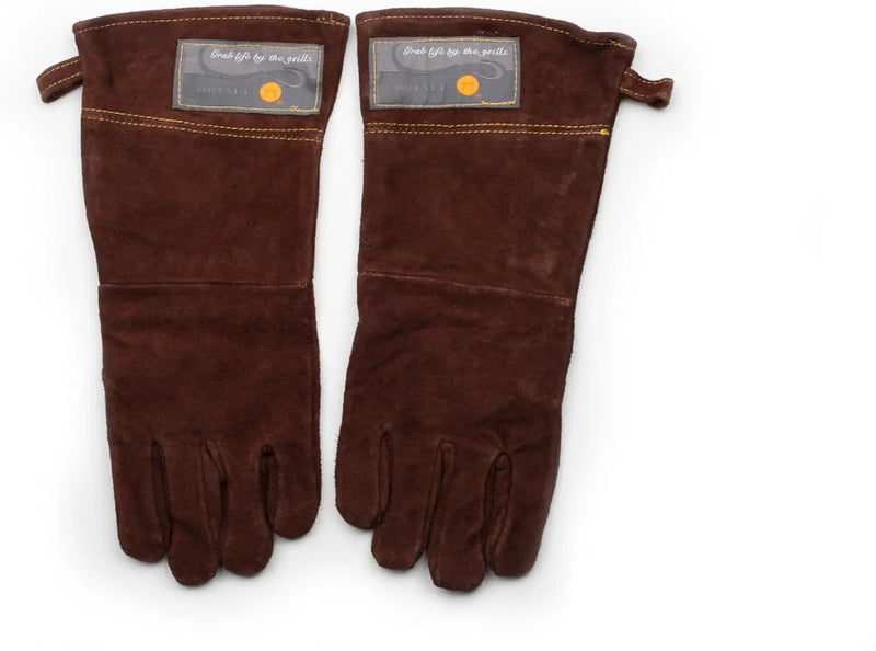 Outset Leather Grill Gloves, Set of 2 Brown Leather BBQ Gloves by GreenHaven Gardens