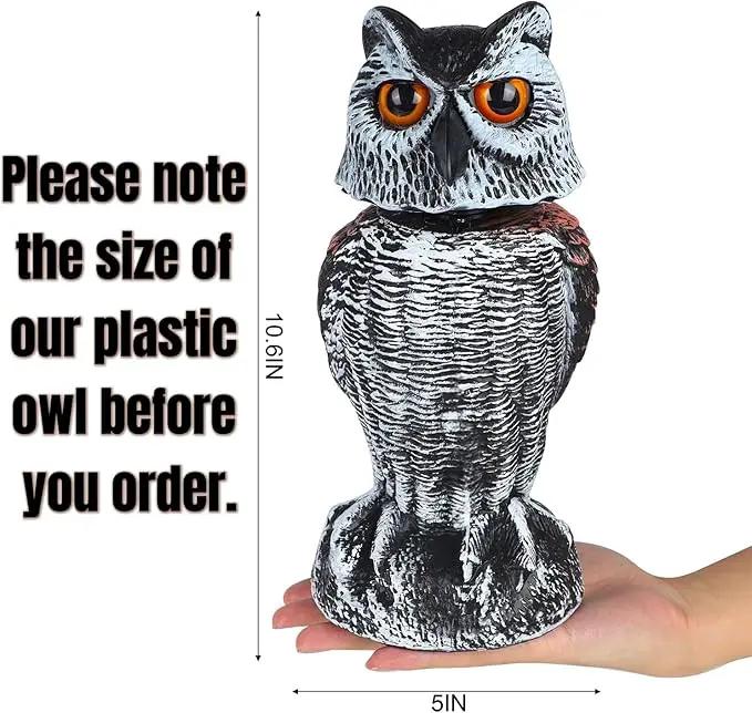 Hausse 3 Pack Bird Scarecrow Fake Horned Owl Decoy, Rotating Head Plastic Owl Bird Deterrents, Nature Enemy Horned Pest Repellent for Outdoor Garden by GreenHaven Gardens