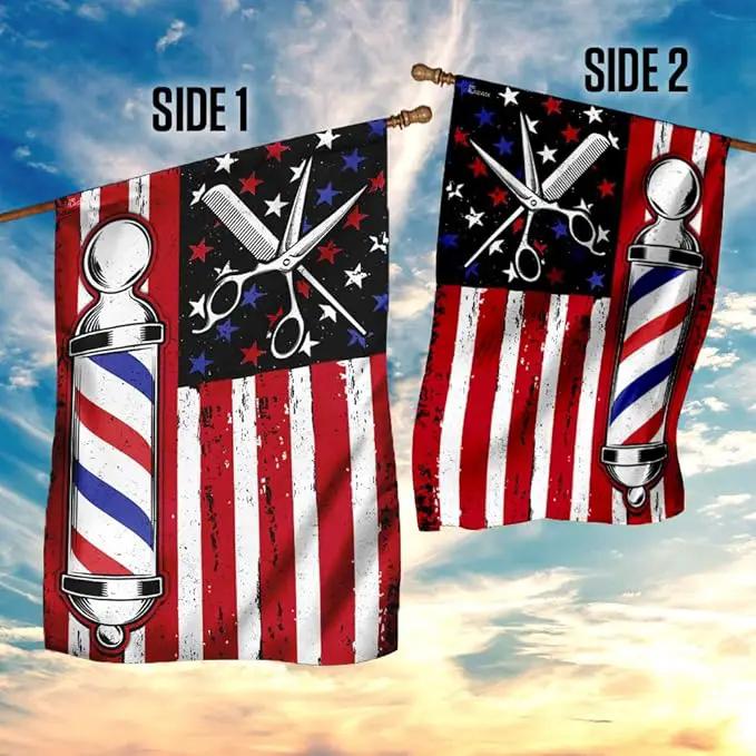 FLAGWIX American Flags, Barber Flag - 4th of July, Independence Day Decorations for Inside, Outside, Garden Flag (11.5" x 17.5") - USA House Garden Flags Premium Polyester, Decorative Outdoor Flags by GreenHaven Gardens
