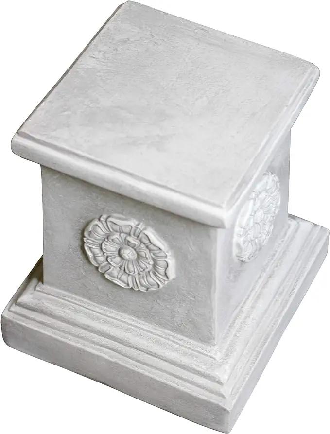 Design Toscano English Rosette Indoor/Outdoor Sculptural Garden Plinth Base Statue Riser, Large 13 Inch Tall, Cast Stone Resin, Antique Stone Finish by GreenHaven Gardens