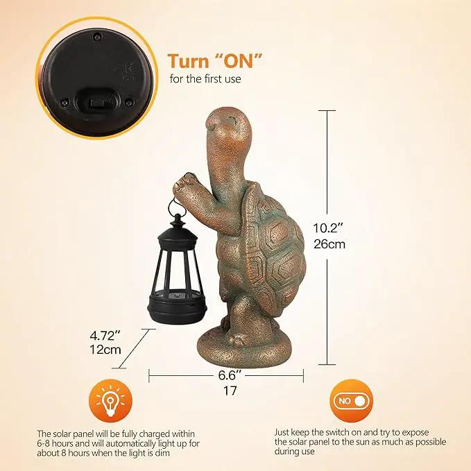 Turtle Solar Powered Outdoor Garden Statue, Resin Turtle Statue with Solar Light Lantern, Decorative Lawn, Yard Outdoor Turtle Decoration. Unique Home Decoration, Gifts for Women by GreenHaven Gardens