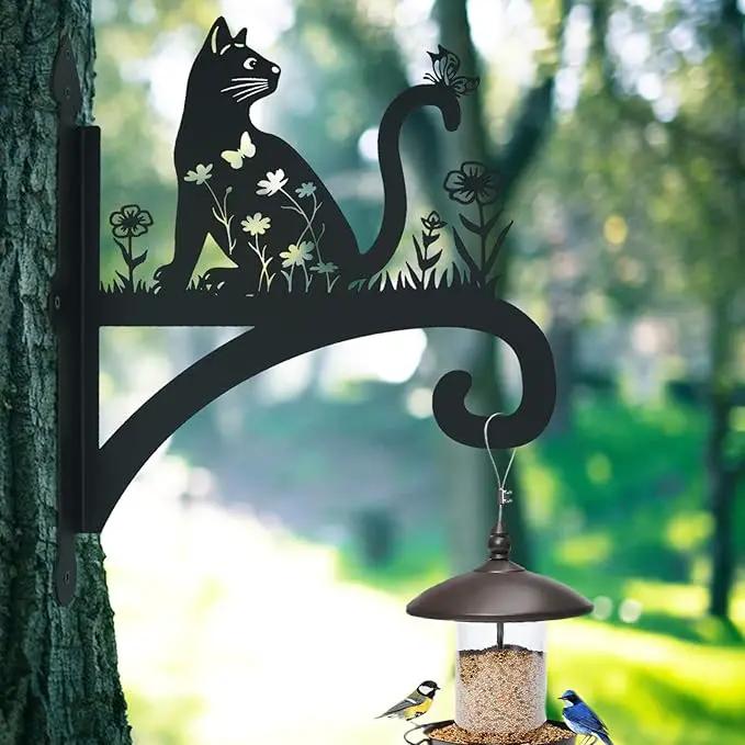 Plant Hangers Outdoor Heavy Duty Iron Decorative Cat Silhouette Plant Hooks for Hanging Baskets 11 inch Hanging Plant Bracket Wall Hooks for Flower Pot Lantern Bird Feeder Wind Chimes by GreenHaven Gardens