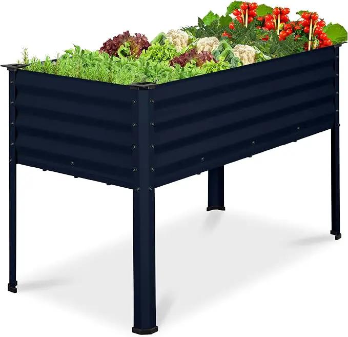 Best Choice Products 48x24x30in Galvanized Raised Garden Bed, Metal Elevated Planter Box, Vegetable Garden for Backyard, Patio, Balcony - Navy Blue by GreenHaven Gardens
