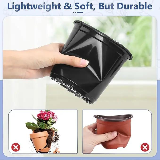 45 Pack 7/6/5/4/3 Inch Nursery Pots for Plants, Plastic Plant Pots with Drainage Holes, Variety Pack Flexible Garden Pot for Outdoor Indoor, Seed Starting Pots (Black) by GreenHaven Gardens