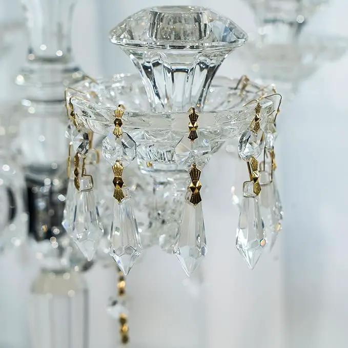 HDCRYSTALGIFTS 20Pcs 38mm Replacement Clear Chandelier Icicle Crystal Prisms Octogan Crystal Bead for Lamp Decor,Gold Bow Tie Connectors by GreenHaven Gardens