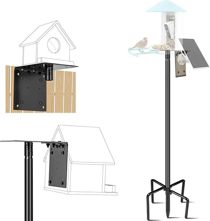 Ottsuls Bird Feeder Pole, 109 Inch Heavy Duty Bird House Pole Kit for Outdoors, with 5-Prong Base Feeding Station for Wild Birds Watching, Adjustable Feeder Stand (House Not Included) by GreenHaven Gardens