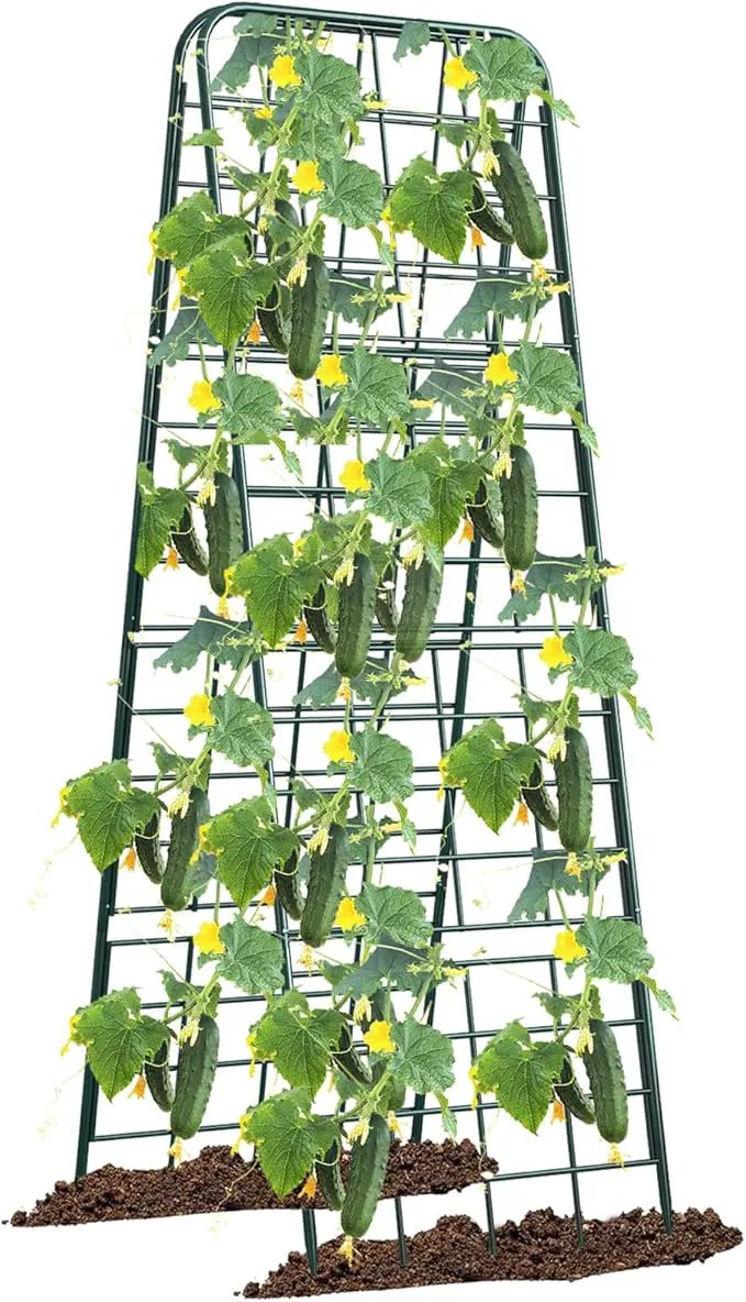 Heavy Duty 50"x17" Adjustable A-Frame Trellis for Climbing Plants – Rust-Proof Metal Garden Trellis with Dense Grid Design, Perfect for Raised Beds, Tomatoes, Cucumbers & Outdoor Vines (Green, 1 Pcs) by GreenHaven Gardens