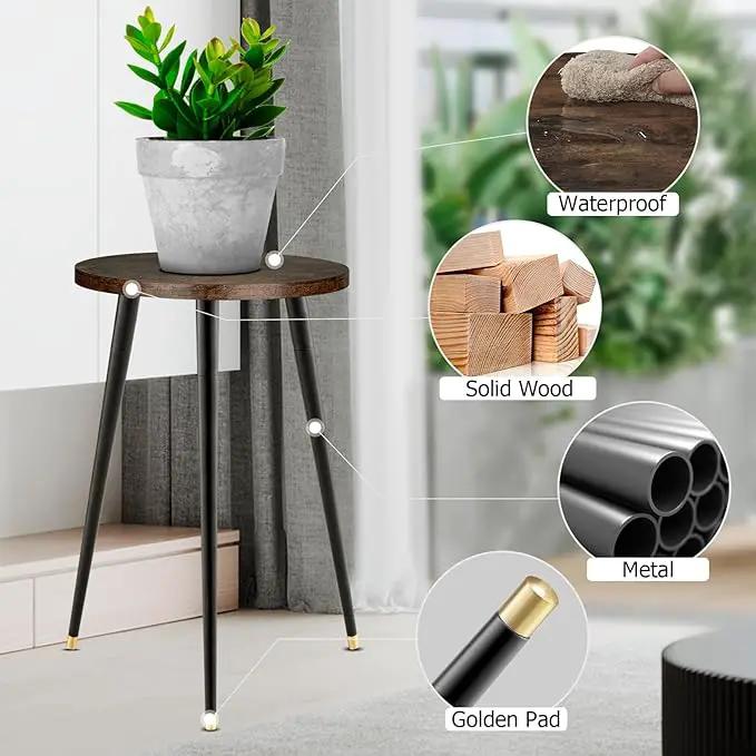 Tall Plant Stand Indoor, Mid Century Wood Plant Stand Plant Table for Flower Pots, Heavy Duty Metal Plant Holder, Modern Home Decor Small Round Side End Table (11.8"x20") by GreenHaven Gardens