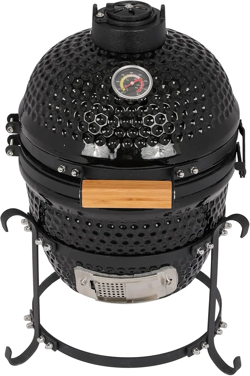 13" Round Ceramic Kamado Charcoal Grill - Heavy-Duty Black Outdoor BBQ Smoker with Heat Retention, Portable Egg Design for Grilling, Smoking, Baking & Roasting (Includes Ash Tool) by GreenHaven Gardens