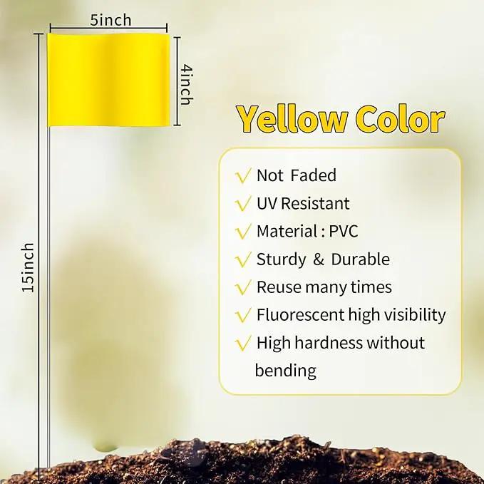 Zozen 50Pack Yellow Marking Flags, Writable/15x4x5 Inch, Yard Flags for Lawn & Irrigation & Landscape & Sprinkler & Survey & Dog Training. by GreenHaven Gardens