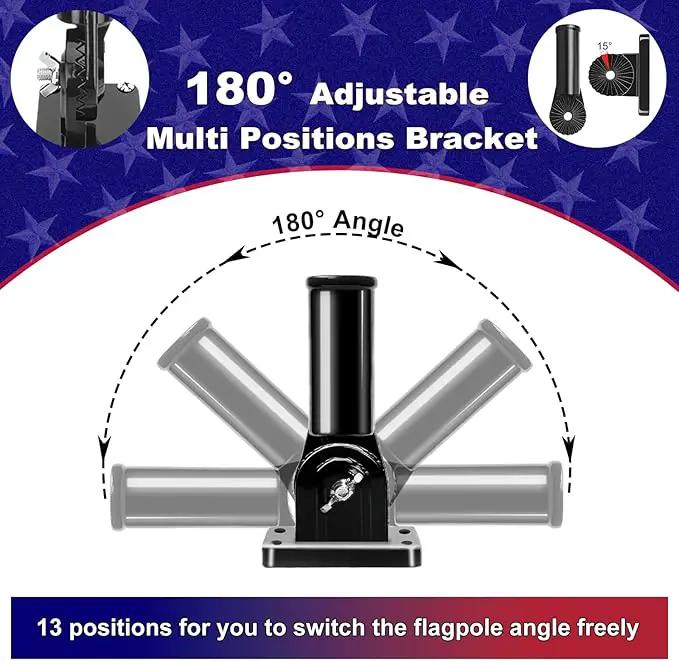 ZMTECH 2 Pack 6FT Black Flag Pole Kit for Outside House with Solar Light & Proud American Flag, 180° Adjustable Bracket and Upgraded Tangle-Free Ring 1" Stainless Steel Flagpole, Residential, Commercial by GreenHaven Gardens