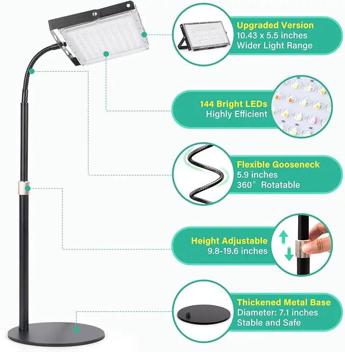 LBW Grow Light for Indoor Plants,144 LED Full Spectrum Plant Light for Indoor Plants, Large Desk Grow Lamp with On/Off Switch, Height Adjustable, Flexible Gooseneck, Ideal for Indoor Grow by GreenHaven Gardens