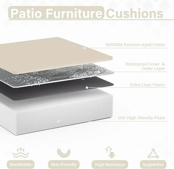 Patio Chair Cushions 18.5 X 16 X 4 Inch Waterproof Outdoor Seat Cushions for Patio Furniture, Outdoor Sofa Couch Pads with Ties & Handle, Set of 2, Cream by GreenHaven Gardens