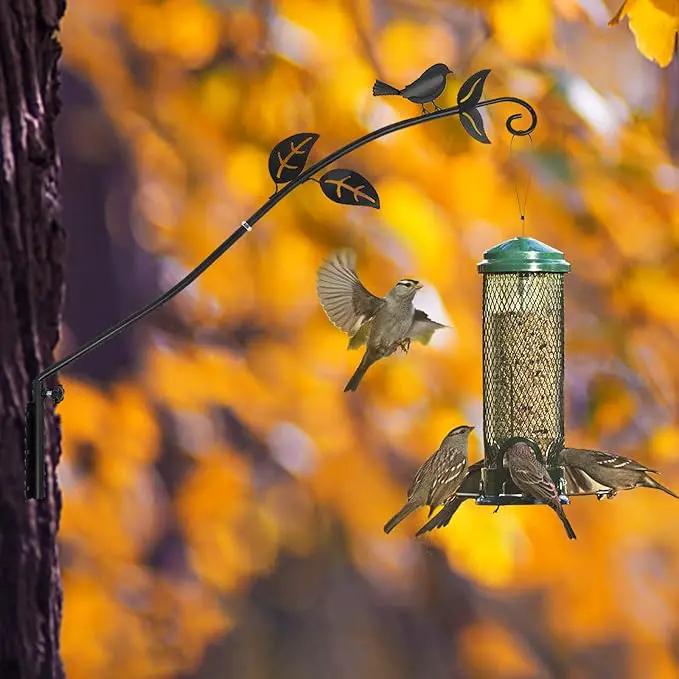 MorTime Extended Reach Wall Mounted Deck Hook, 26.5 Inches Multidirectional Heavy Duty Metal Bird Wall Bracket Wall Mounted Pole for Outdoor Lanterns Wind Chimes Bird Feeders by GreenHaven Gardens