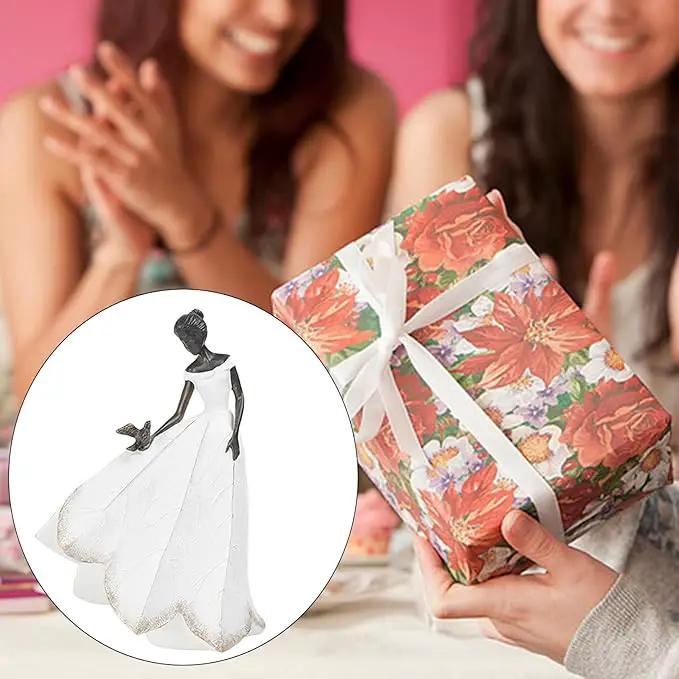 Guichifun Fairy Statue Collection Home Decoration - White Leaf Angel Girls Resin Living Room Bookshelf Decor Garden Outdoor Bathroom Decorations Figurines Gift 5.5 x 3.25 x 8 Inch by GreenHaven Gardens