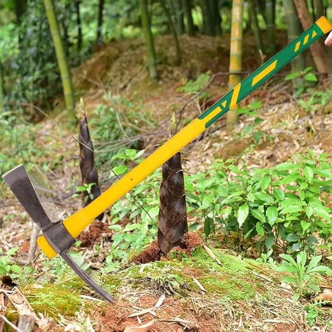 Cutter Mattock, 36" Heavy Duty Pick Axe with Forged Heat Treated Steel Blades Hoe for Weeding, Prying and Chopping, Digging Tool with Fiberglass Handle (36.3inch, Yellow) by GreenHaven Gardens