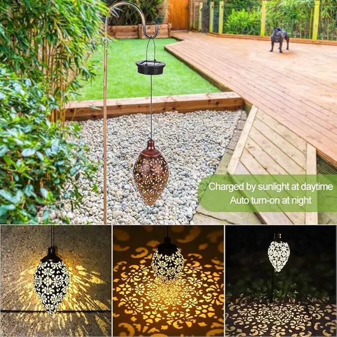 Hanging Solar Lights Solar Lantern LED Garden Lights Metal Lamp Waterproof for Outdoor Hanging Decor (2 Pack) by GreenHaven Gardens