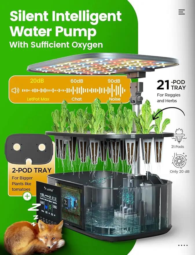LetPot LPH-Max Hydroponics Growing System Kit, 21 Pods APP & WiFi Automatic Controlled Smart Indoor Garden with 36W LED Grow Light, Auto Drip Irrigation Kits, Self-Managed Nurturing & Watering by GreenHaven Gardens