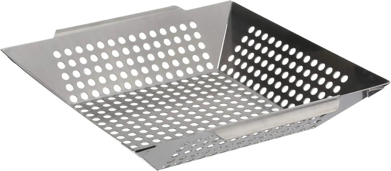 Mr. Bar-B-Q Stainless Steel Skillet Large Strainer Perfect for Cooking Seafood & Vegetables Grill Basket Built In Handles Stainless Steel for BBQ Grill Camping Backpacking Grilling Accesories 06034Y by GreenHaven Gardens
