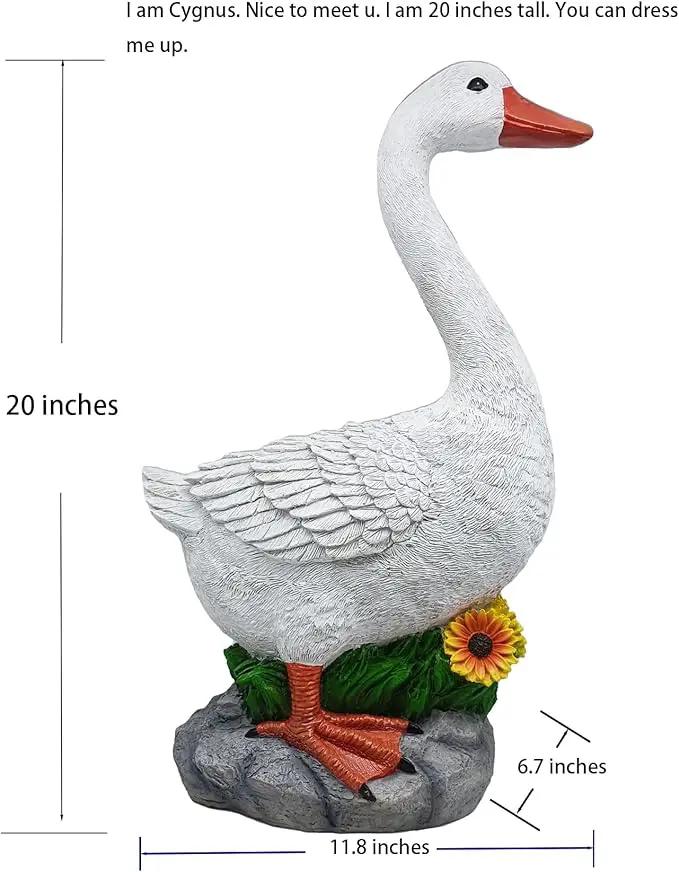 Porch Goose Statue Cygnus, Big Resin Garden Lawn Yard Décor, Sculpture, 20 inches High Figurine, Duck, Indoor and Outdoor, by GGTown TM by GreenHaven Gardens