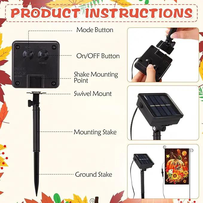12 Pcs Solar Seasonal LED Garden Flags 12 x 18 Inch Double Sided Yard Flags Halloween Christmas Fall Thanksgiving Day Decorations Welcome Garden Holiday Yard Outside Lawn Decoration by GreenHaven Gardens