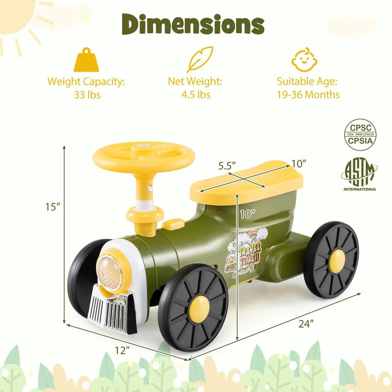 Ride on Toy with Steering Wheel and Train Whistle Sound Button by DirectDeals