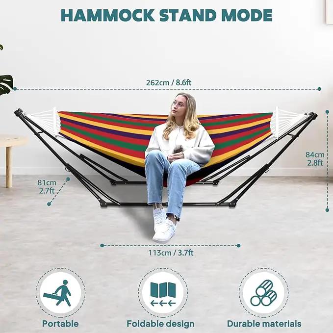Anyoo 2 in 1 Hammock and Swinging Chair with Collapsible Steel Stand & Carrying Case,Portable & Adjustable,Easy Set Up for Outdoor,Indoor,Porch Swing,Patio,Garden,Camping Trip by GreenHaven Gardens