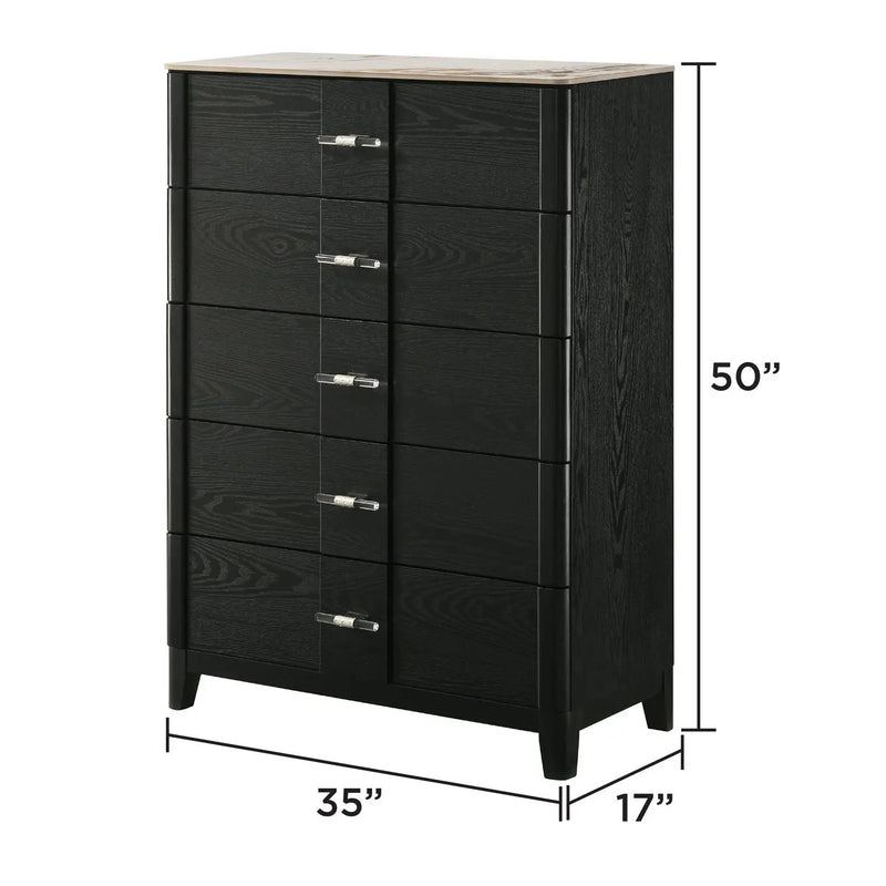 Opel - 5 Drawer Chest - Black by HouseOfZazla