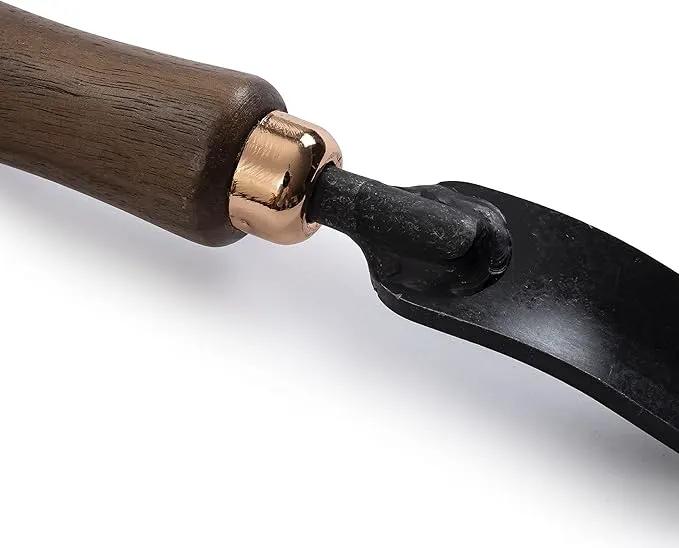 Barebones Dandelion Weeding Fork - Gardening Hand Tools - Japanese Hand Weeder, Weed Puller, and Weed Remover Tool (Walnut/Black) by GreenHaven Gardens