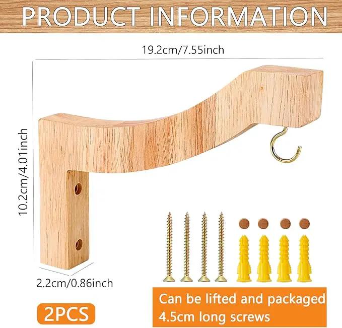FGSAEOR T-Shaped Wooden Hanging Plant Bracket, 7-Inch Wall Hook Plant Hangers for Indoor Outdoor Hanging Bird Feeders, Flower Baskets, Wind Chimes by GreenHaven Gardens