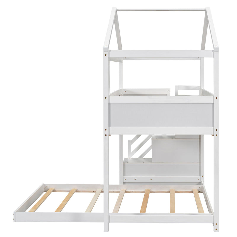 House Style Bunk Bed With Storage Staircase And board by HouseOfZazla