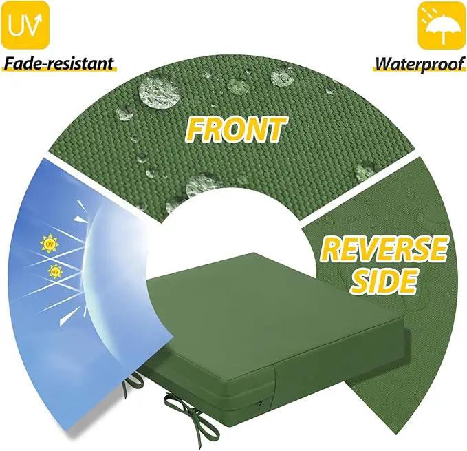 AAAAAcessories Outdoor Seat Cushions for Chairs, Waterproof, Fade-Resistant Patio Furniture Replacement Cushions, 21" x 21" x 4", Set of 2, Dark Moss Green by GreenHaven Gardens