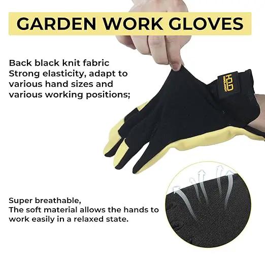 HLDD HANDLANDY Mens Leather Gardening Gloves, Utility Work Gloves for Gardening, Yardwork, Construction, Mechanics by GreenHaven Gardens