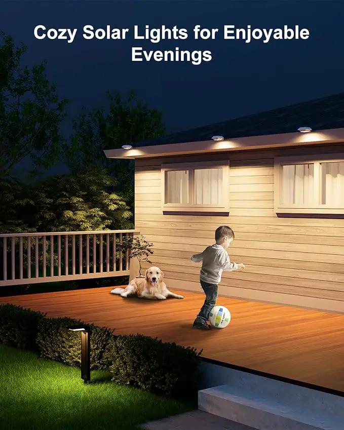 4 Pack Solar Powered Gutter Lights Outdoor Decorative Waterproof 12 LEDs Yard Lamp for Fence, Railing, Outside Wall, Deck, Garden, Path, Backyard, Walkway, Patio, No Drilling Installation (Warm White) by GreenHaven Gardens