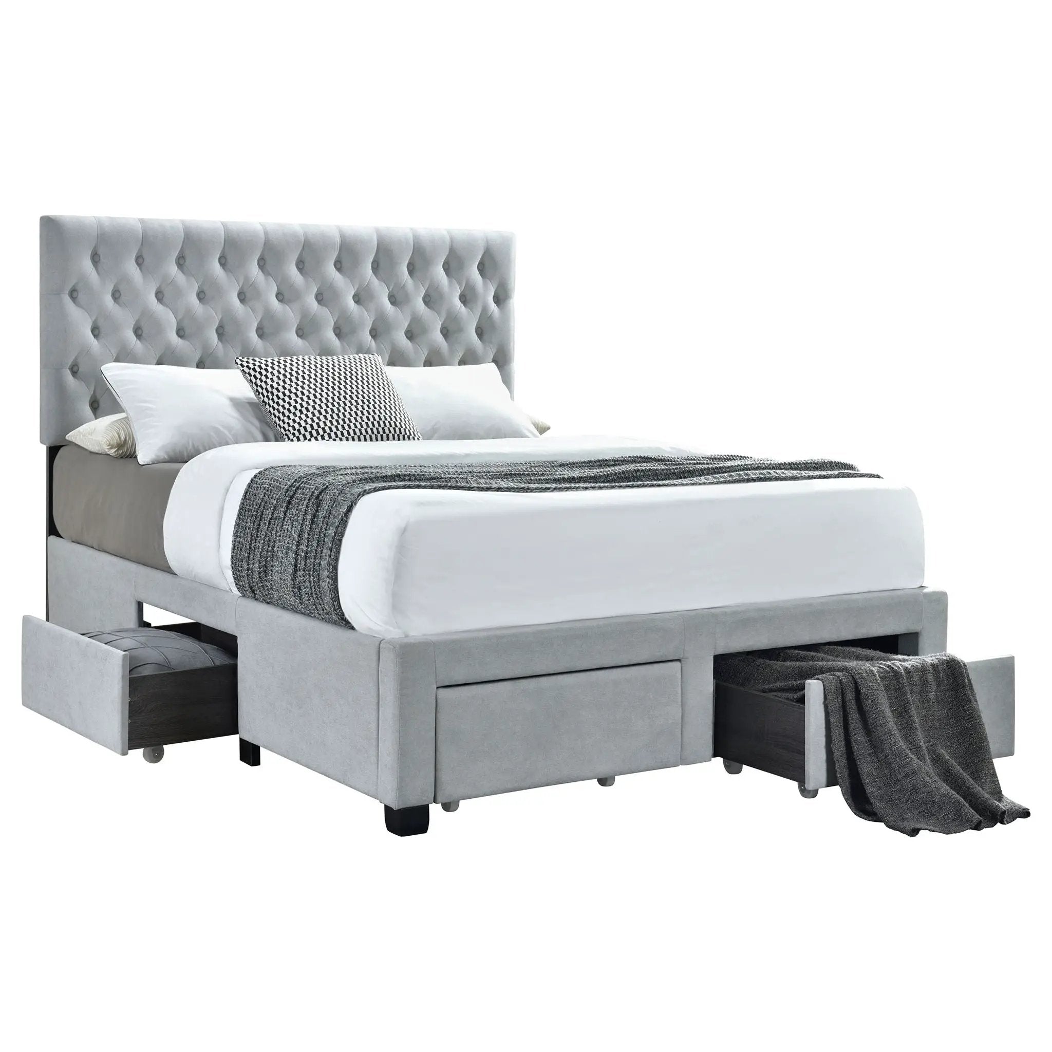 Soledad Upholstered Full Storage Panel Bed Light Grey by Unique Piece Furniture