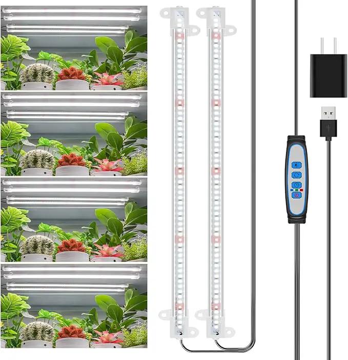 Wiaxulay Grow Lights for Indoor Plants Full Spectrum, 120 LEDs Plant Grow Light Strips with Auto ON/Off Timer 6/12/16Hrs, 5 Brightness, 3 Switch Modes Growing Lamps for Seed Starting, Succulent,2 Bars by GreenHaven Gardens