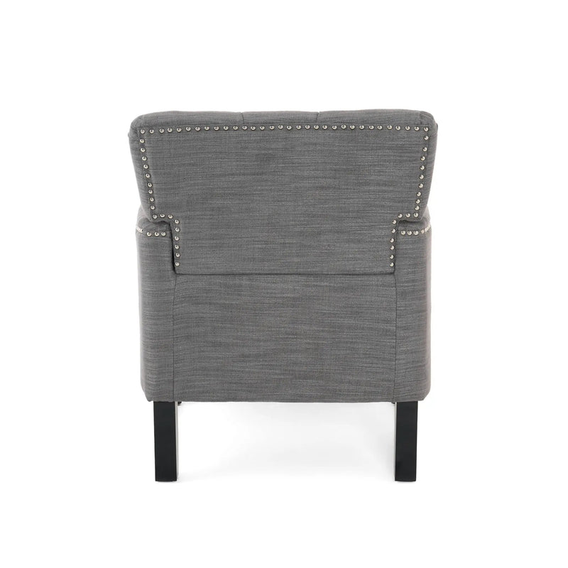 Harrison Tufted Club Chair with Button Tufted Back and Birch Wood Legs by HouseOfZazla