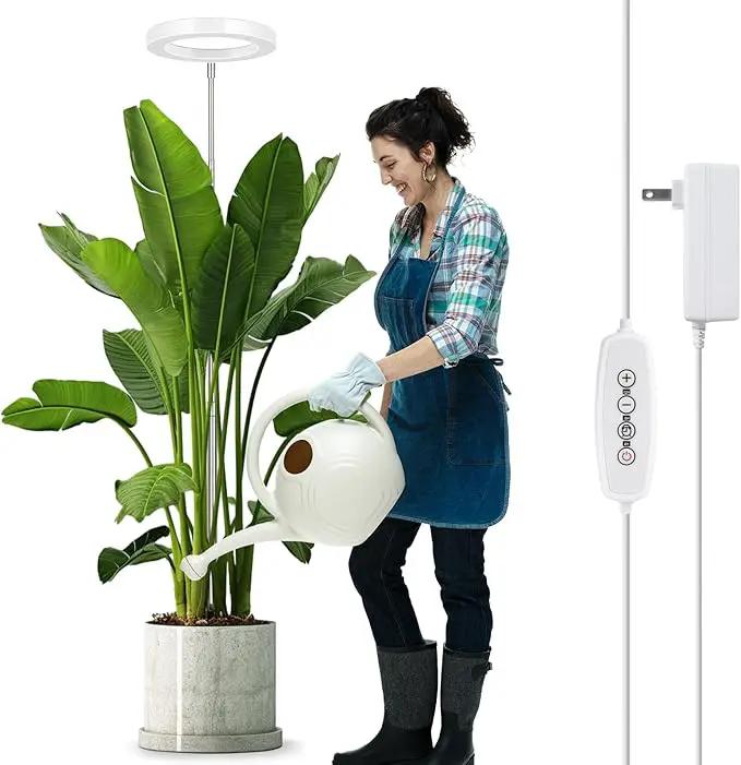 LORDEM Grow Light for Indoor Plants, 7.9" Full Spectrum LED Plant Grow Light, Height Adjustable Growing Lamp with Auto Timer 4H/8H/12H, 6 Dimmable Levels, Ideal for Indoor Large Tall Plants Growth by GreenHaven Gardens