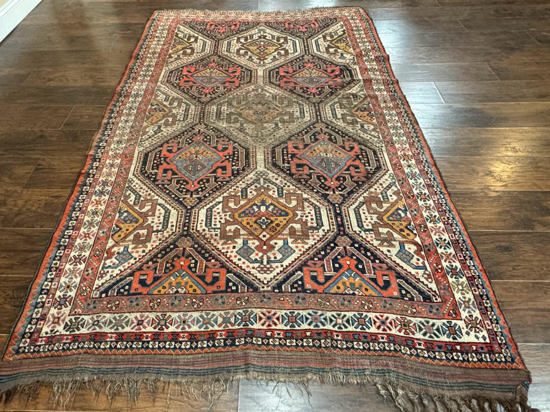 Antique Persian Qashqai Rug 5x8, Persian Tribal Rug, Khamseh Rug by Jewel Rugs