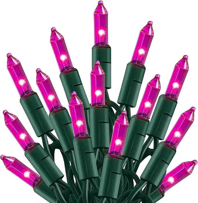 TW SHINE Christmas Lights, 20FT 100 Count Incandescent Mini Christmas Tree Light, Waterproof Xmas String Lights for Outdoor Indoor Home Party Yard Decorations, Pink by GreenHaven Gardens
